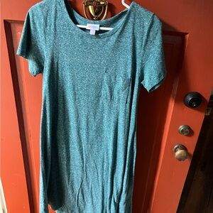 Lularoe Teal Short Sleeve Carly Dress with Pocket